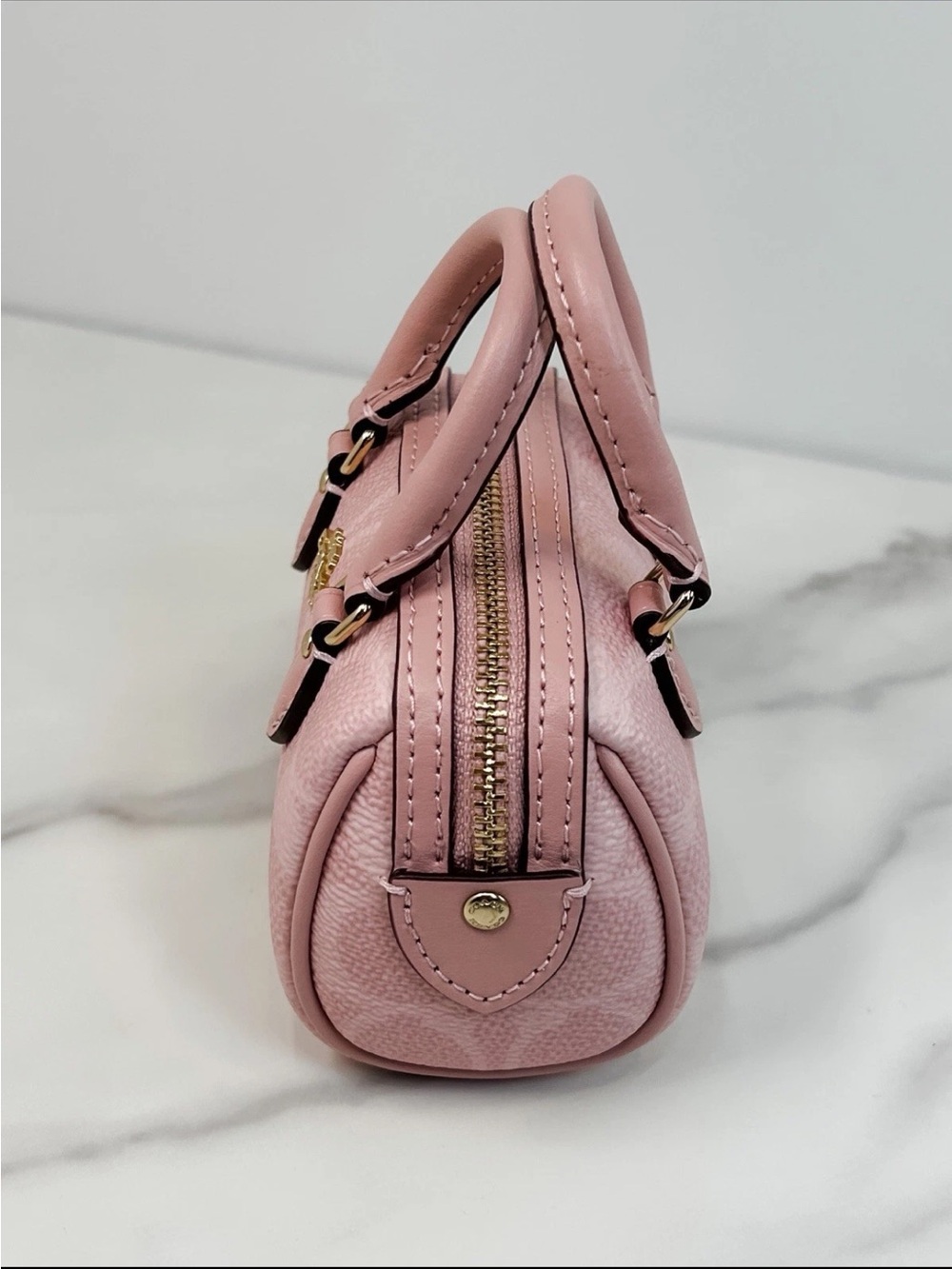 Coach Pink Mini Signature Dome Key Charm with Gold Hardware - Picture 7 of 9